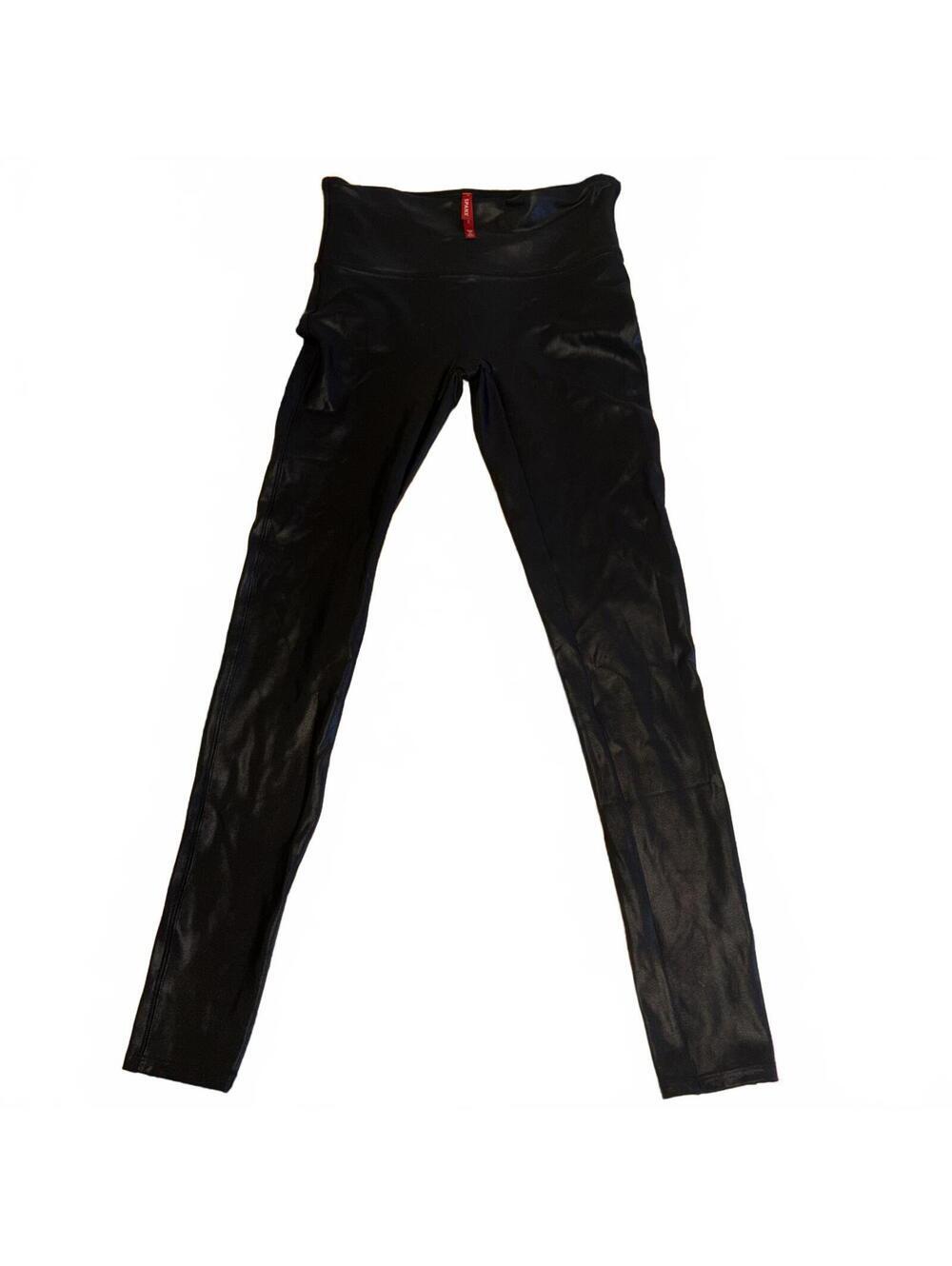 Spanx $100 High Waist Woman’s Medium Faux Leather Leggings in Black